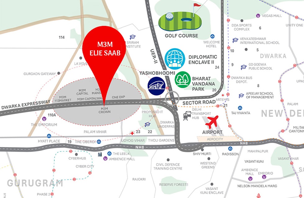 M3M Elie Saab Sector 111 location map