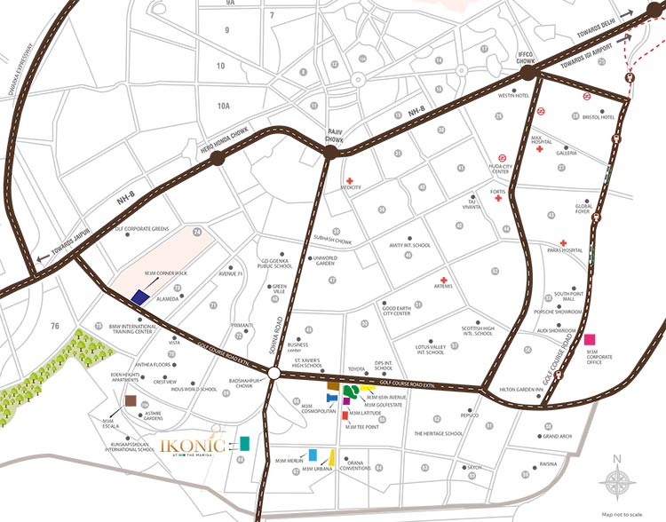 M3M Ikonic Sector 68 location map