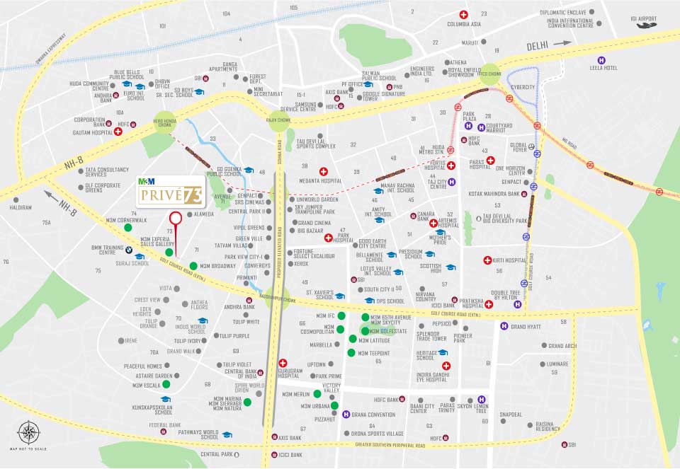 M3M Prive 73 Sector 73 location map