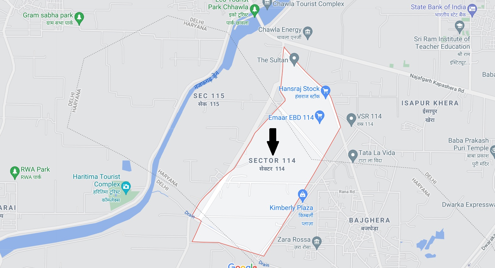 M3M Xpressway Sector 114 location map