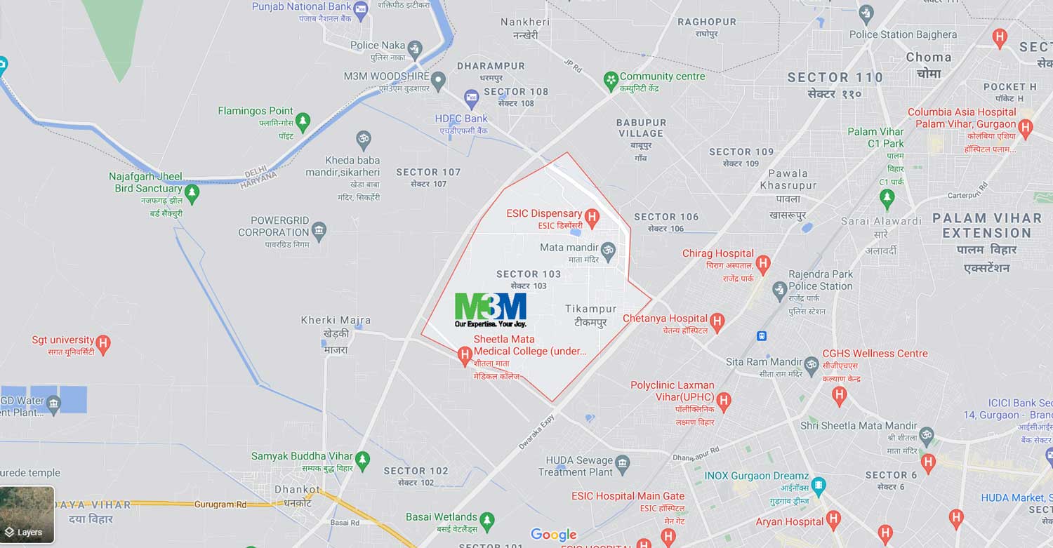 M3M Sector 103 location map